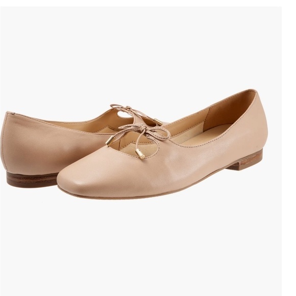 TROTTERS HONESTY Stylish Lightweight Neutral Tan Leather Ballet Flat Siz… - Picture 8 of 10